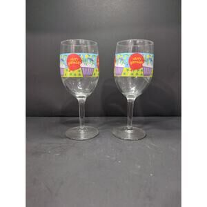 Birthday Wine Glass Pair, "Cheers On Your Birthday" Set, 7"‎ Tall, Celebratory